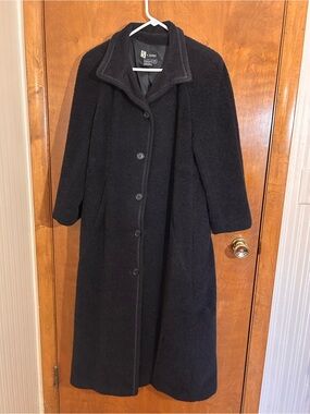 Searle Black Long Wool-Alpaca Blend Button Coat